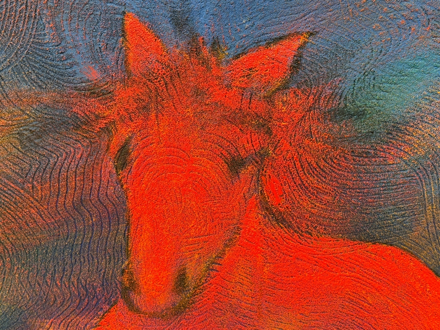 Gerrit Greve (1948-2024, Cardiff by the Sea, CA) Original Acrylic Painting On Canvas Titled 'Red Approaching' Signed Verso And Dated 1993 36' X 48' Estimate $1,700-$2,200 [Photo 3]