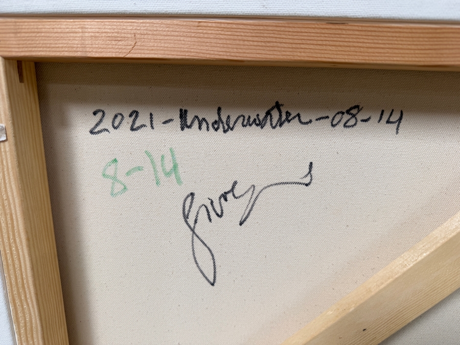 Gerrit Greve (1948-2024, Cardiff by the Sea, CA) Original Acrylic Painting On Canvas Titled 'Underwater' Dated 2021 Signed Lower Left And Verso 36' X 36' Estimate $1,100 - $2,200 [Photo 7]
