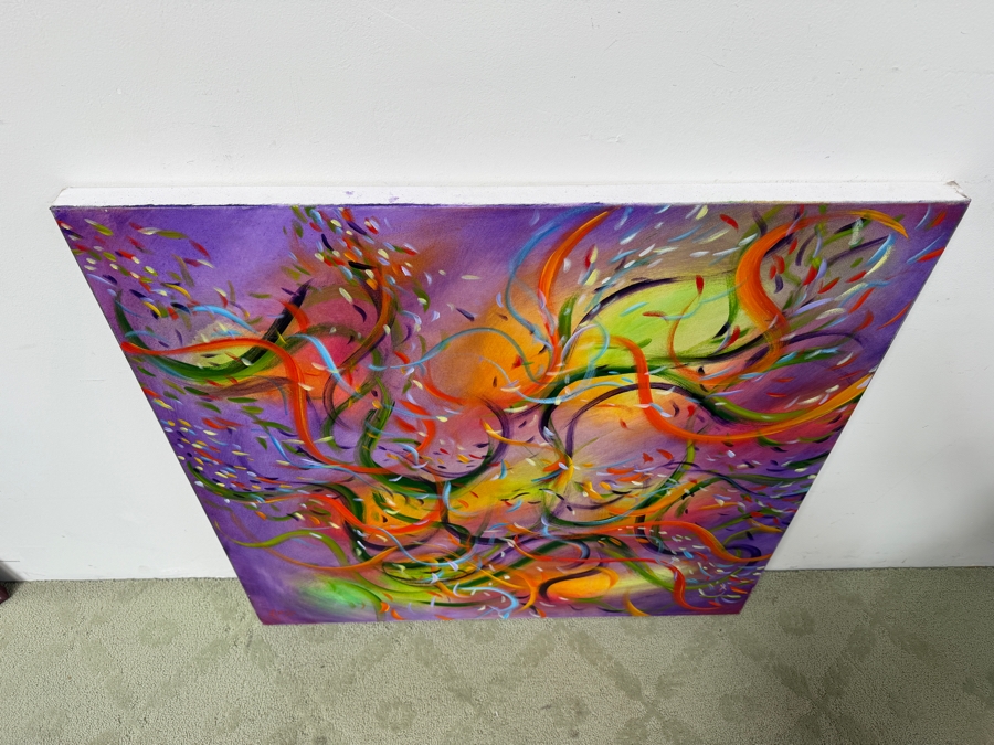 Gerrit Greve (1948-2024, Cardiff by the Sea, CA) Original Acrylic Painting On Canvas Titled 'Underwater' Dated 2021 Signed Lower Left And Verso 36' X 36' Estimate $1,100 - $2,200 [Photo 5]