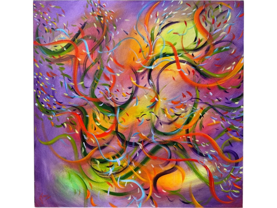 Gerrit Greve (1948-2024, Cardiff by the Sea, CA) Original Acrylic Painting On Canvas Titled 'Underwater' Dated 2021 Signed Lower Left And Verso 36' X 36' Estimate $1,100 - $2,200