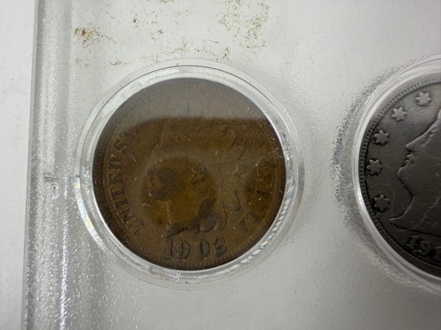 1907 Silver Barber Half Dollar, 1900 Silver Barber Quarter, 1914 Silver Barber Dime, 1912 Liberty Head 'V' Nickel And 1902 Indian Head Cent [Photo 4]
