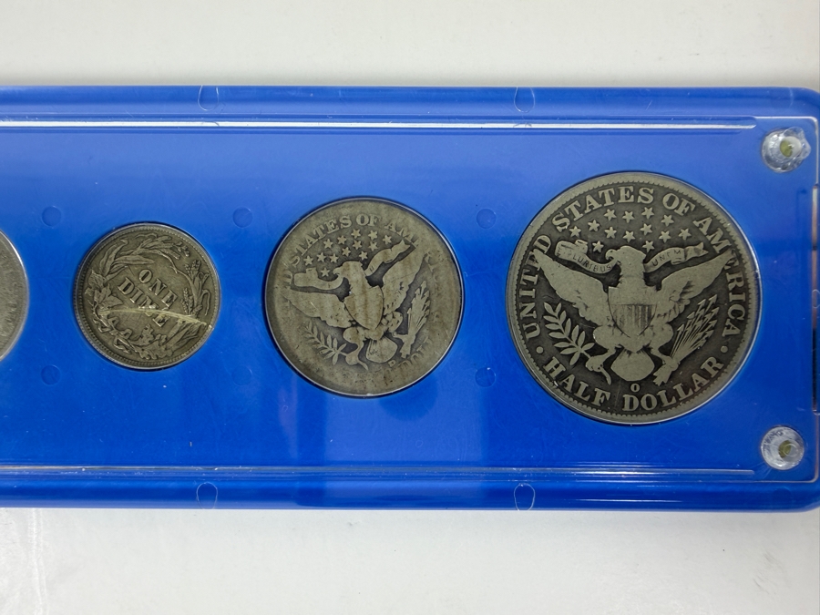 1900 Silver Barber Half Dollar, 1910 Silver Barber Quarter, 1912 Silver Barber Dime, 1908 Liberty Head 'V' Nickel And 1907 Indian Head Cent [Photo 6]