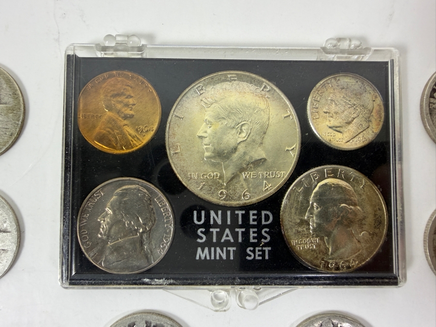 1964 United States Mint Set With Silver Kennedy Half Dollar And (6) Silver Standing Liberty Quarters [Photo 2]