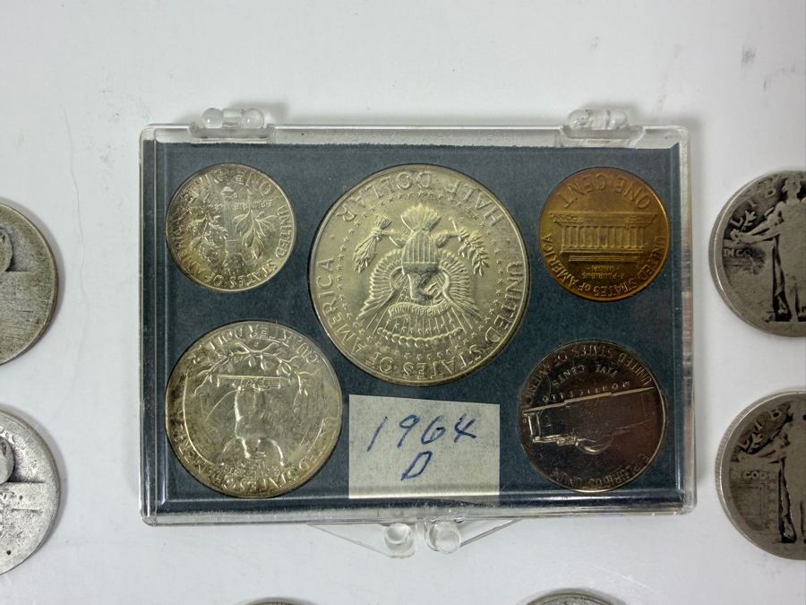 1964 United States Mint Set With Silver Kennedy Half Dollar And (6) Silver Standing Liberty Quarters [Photo 6]