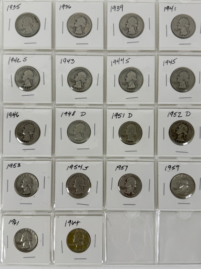 (18) Silver Washington Quarters From 1935-1964 - See Photos For Details