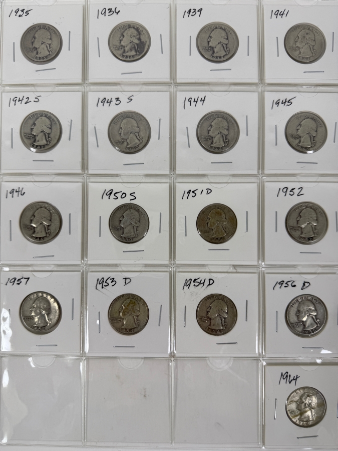 (17) Silver Washington Quarters From 1935-1964 - See Photos For Details