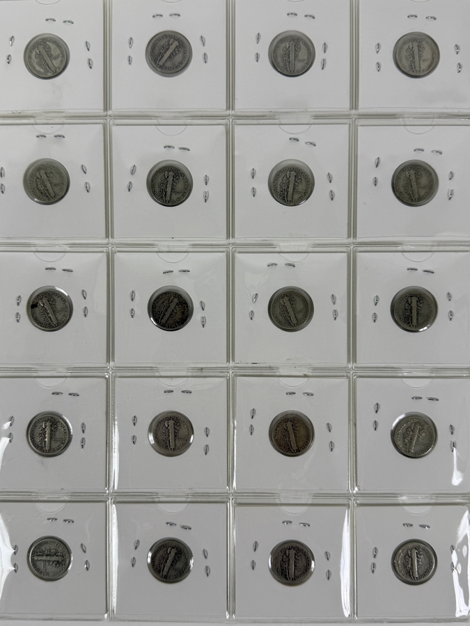 (20) Silver Winged Liberty Head Mercury Dimes Collection From 1936-1945 - See Photos For Details [Photo 2]