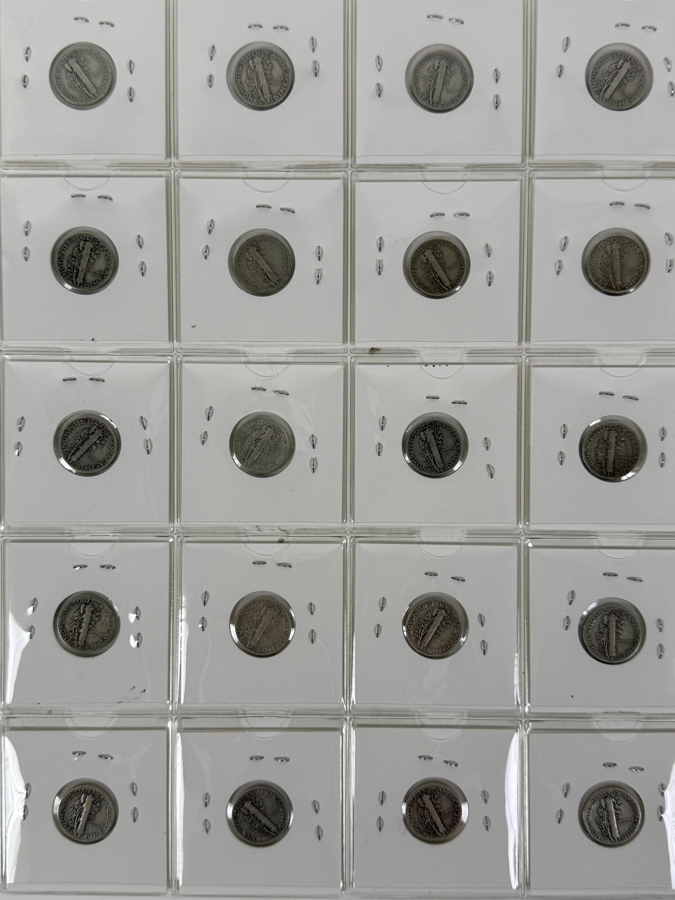 (20) Silver Winged Liberty Head Mercury Dimes Collection From 1937-1945 - See Photos For Details [Photo 2]