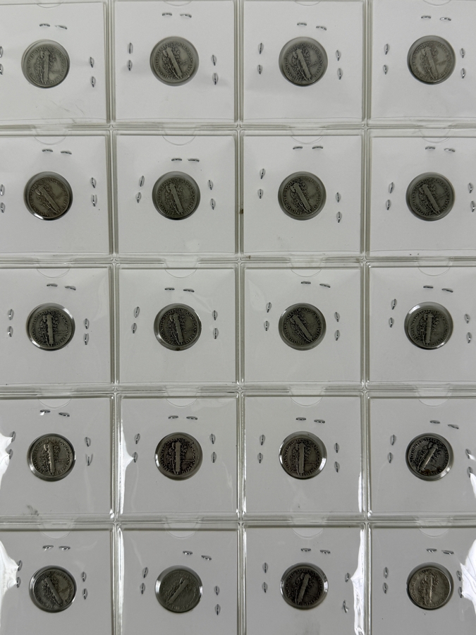 (20) Silver Winged Liberty Head Mercury Dimes Collection From 1935-1945 - See Photos For Details [Photo 2]