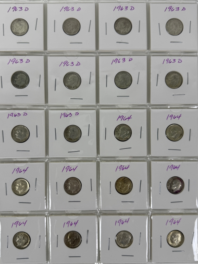 (20) Silver Roosevelt Dimes From 1963-1964 - See Photos For Details