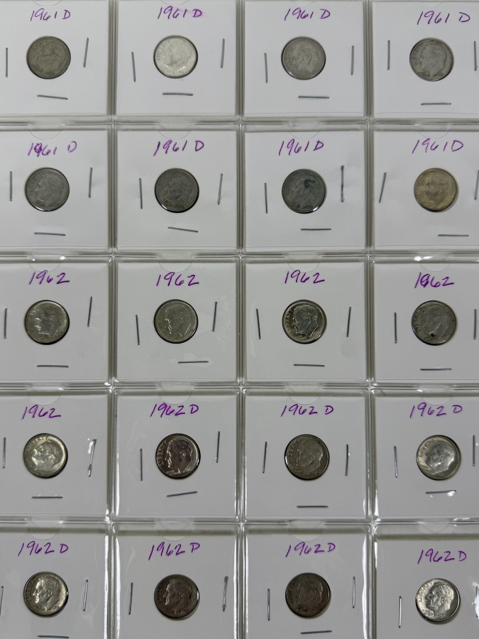 (20) Silver Roosevelt Dimes From 1961-1962 - See Photos For Details