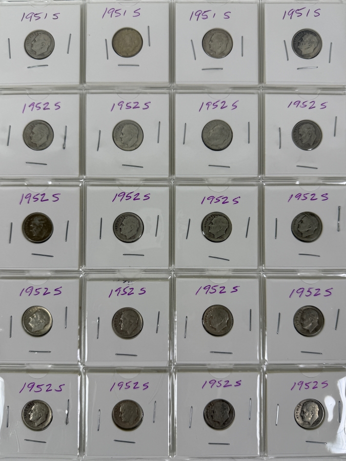 (20) Silver Roosevelt Dimes From 1951-1952 - See Photos For Details