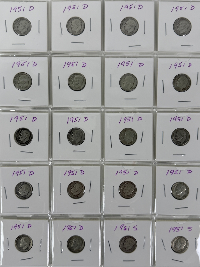 (20) Silver Roosevelt Dimes From 1951 - See Photos For Details