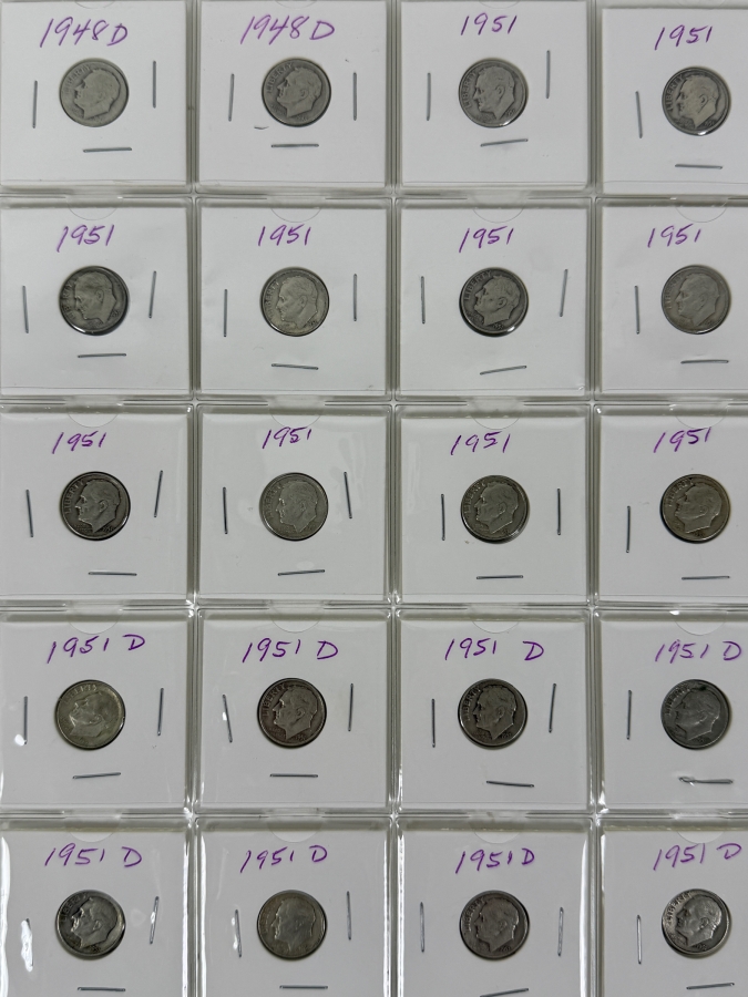 (20) Silver Roosevelt Dimes From 1948-1951 - See Photos For Details