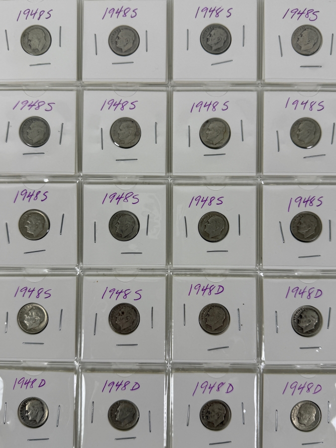 (20) Silver Roosevelt Dimes From 1948 - See Photos For Details