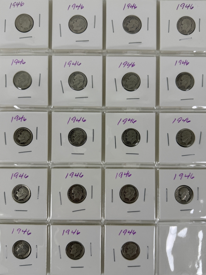 (19) Silver Roosevelt Dimes From 1946 - See Photos For Details