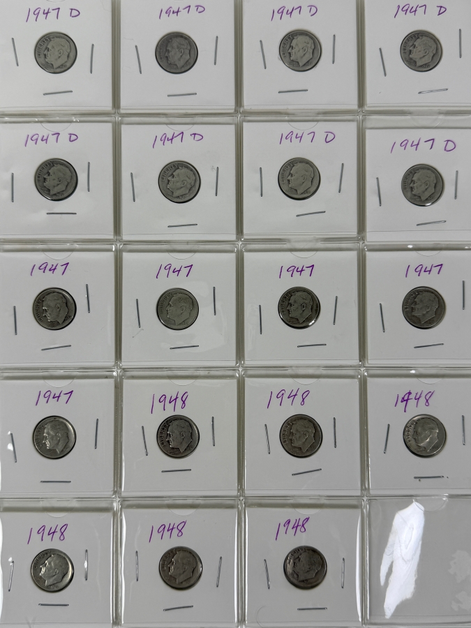 (19) Silver Roosevelt Dimes From 1947-1948 - See Photos For Details
