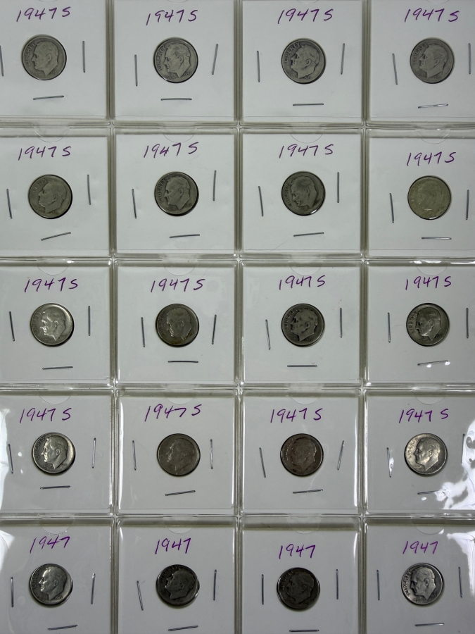 (20) Silver Roosevelt Dimes From 1947 - See Photos For Details
