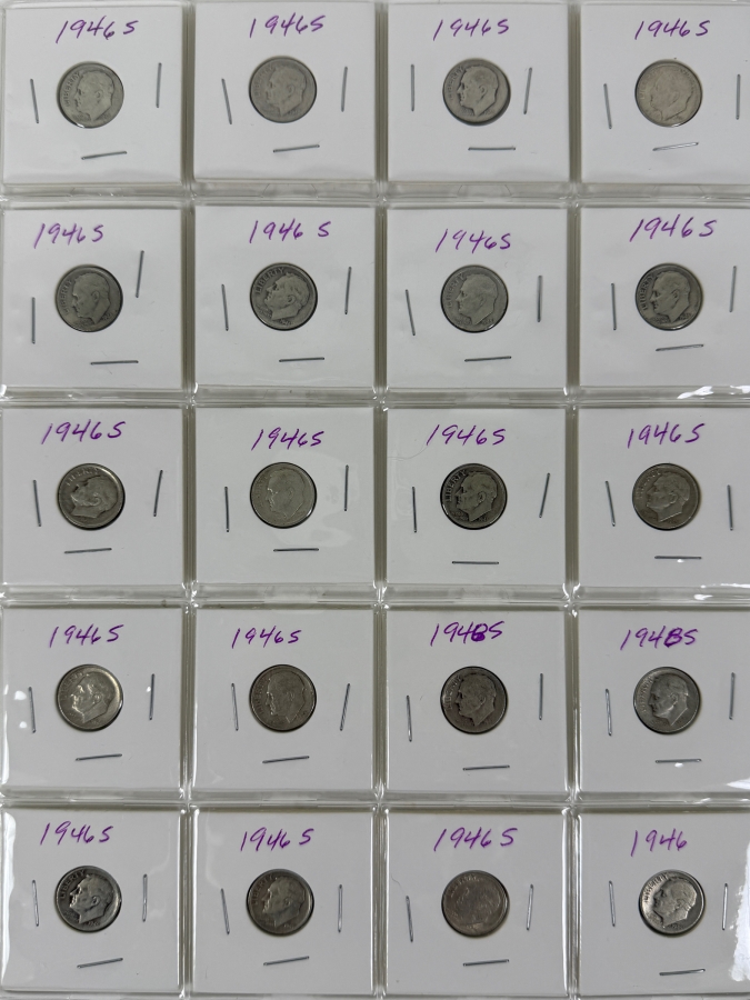 (20) Silver Roosevelt Dimes From 1946 - See Photos For Details