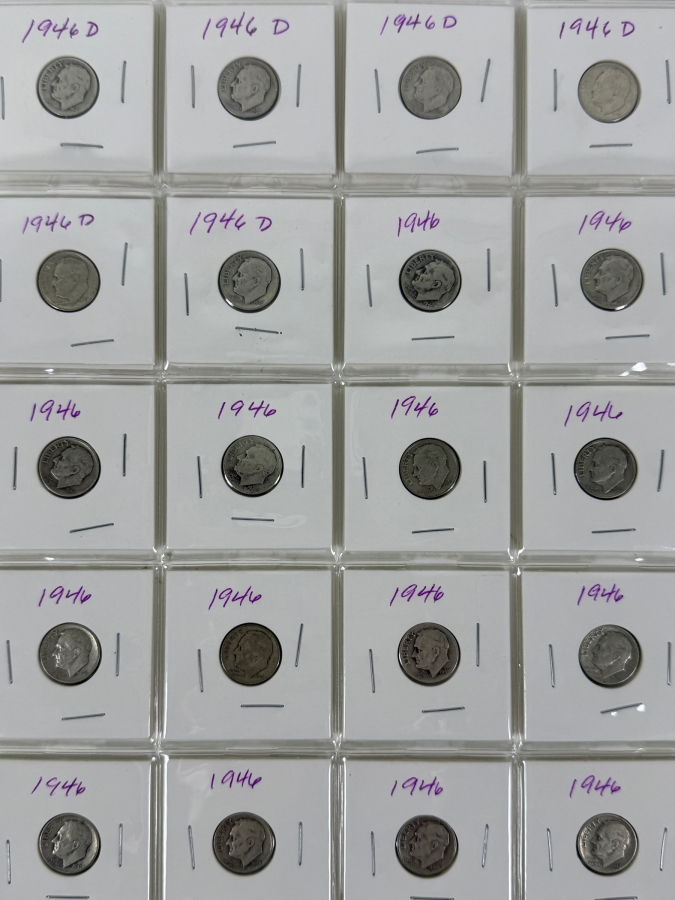 (20) Silver Roosevelt Dimes From 1946 - See Photos For Details