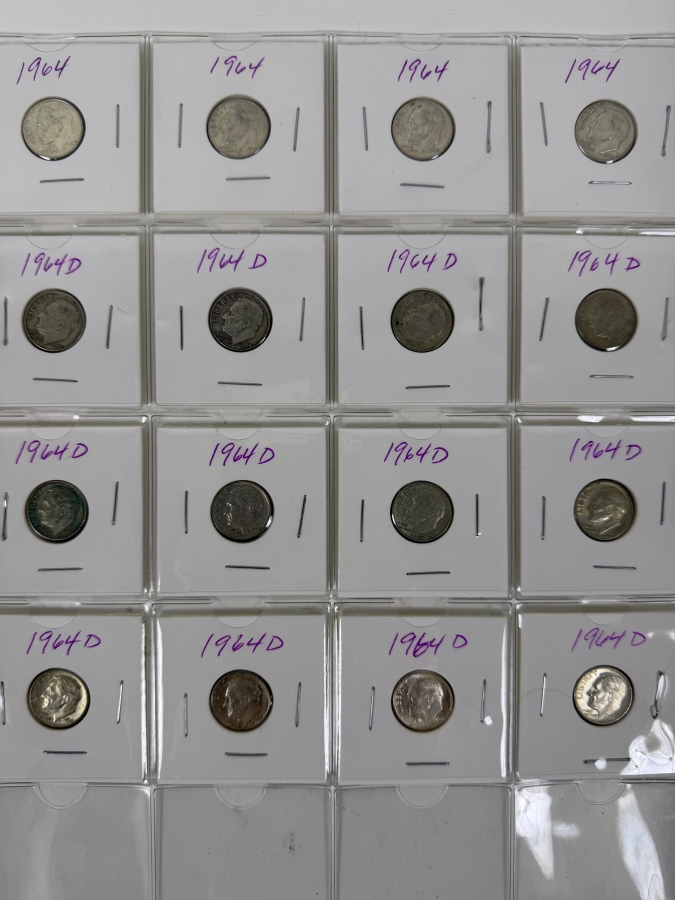 (16) Silver Roosevelt Dimes From 1964 - See Photos For Details