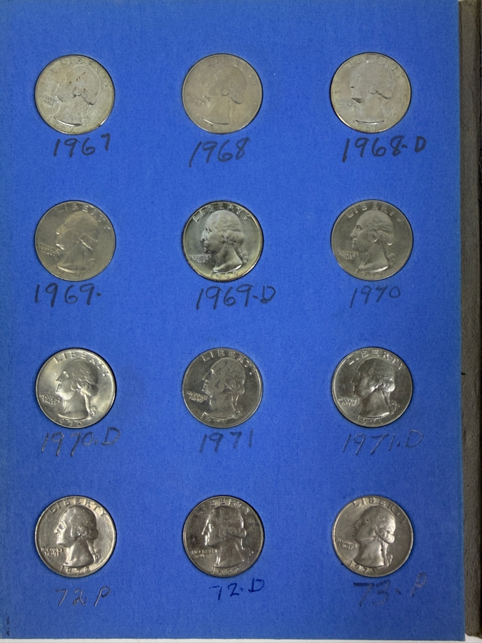 (10) 1960-1964 Silver Washington Quarters And (24) Quarters From 1965-1980 With Book - See Photos For Details [Photo 3]