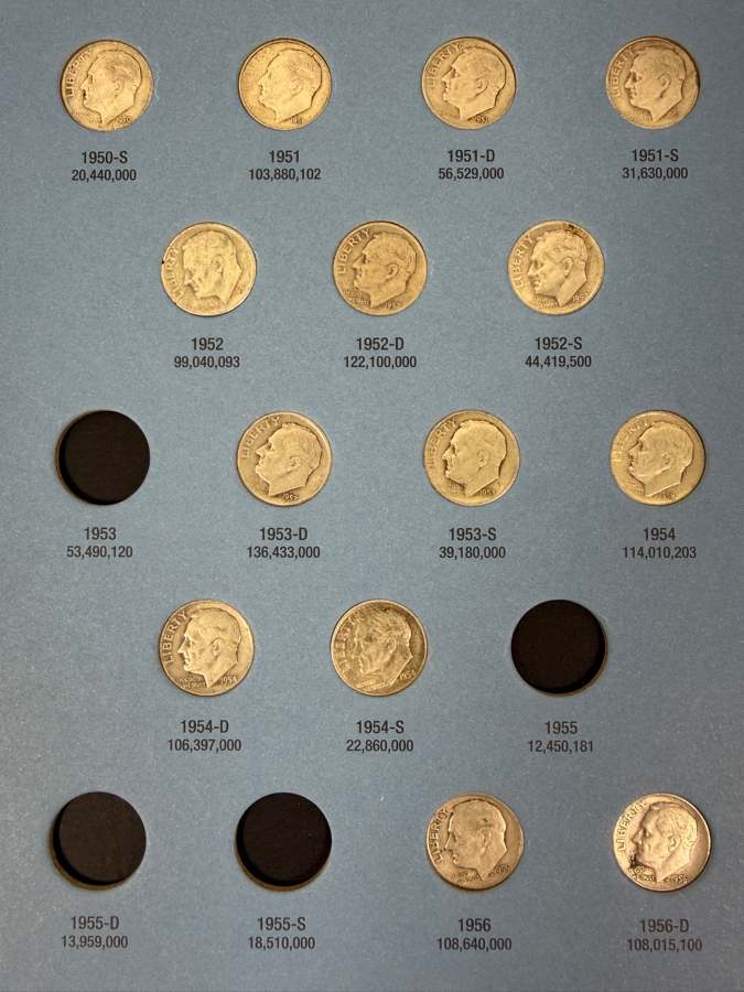 (39) Silver Roosevelt Dimes From 1946-1964 With Book - See Photos For Details [Photo 3]