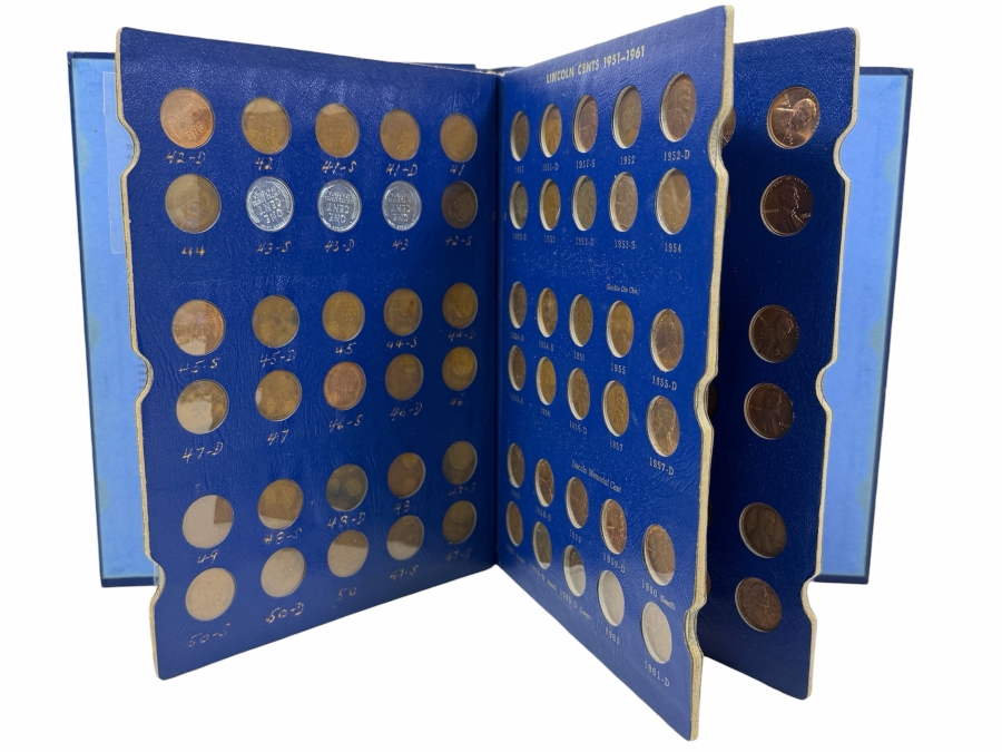 Collection Lincoln Cents And Wheat Pennies With Coin Display Book