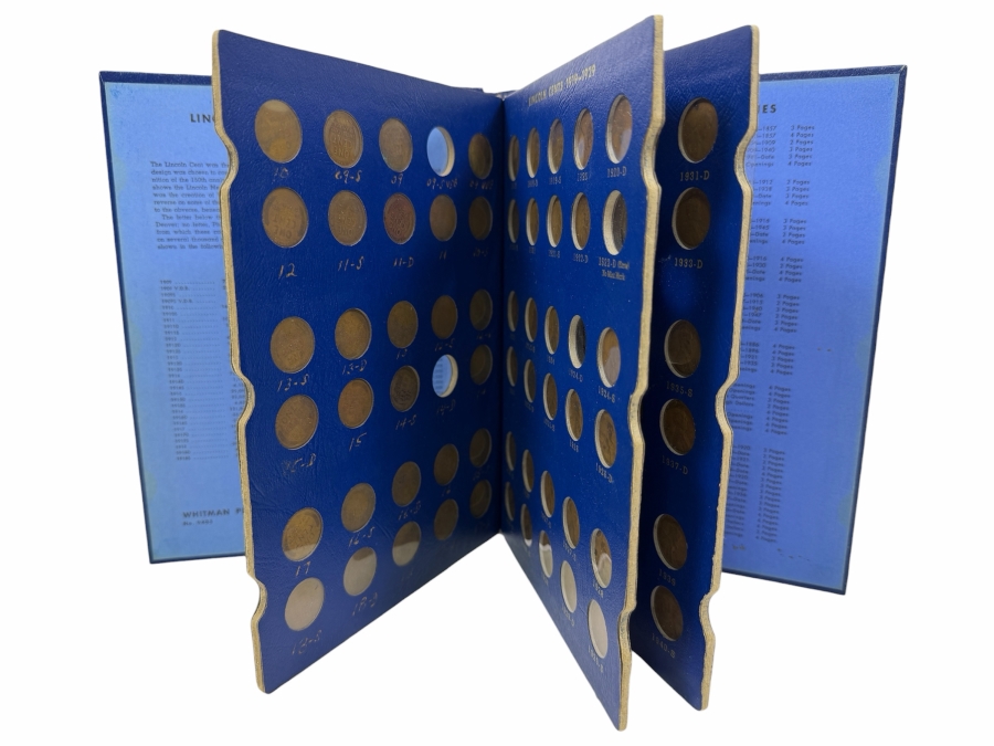 Collection Lincoln Cents And Wheat Pennies With Coin Display Book