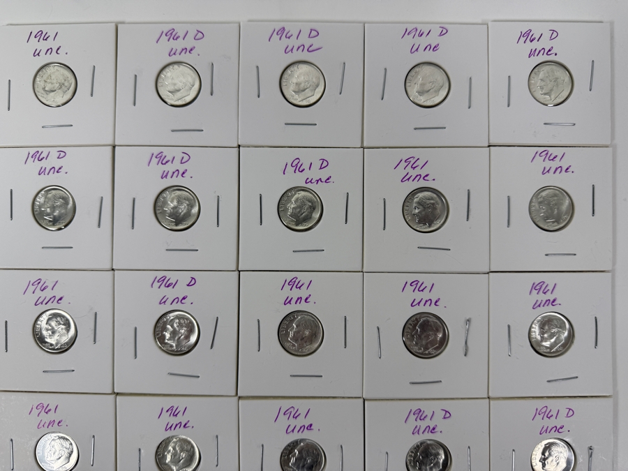 (25) Uncirculated Silver Roosevelt Dimes From 1964 - See Photos For Details [Photo 2]