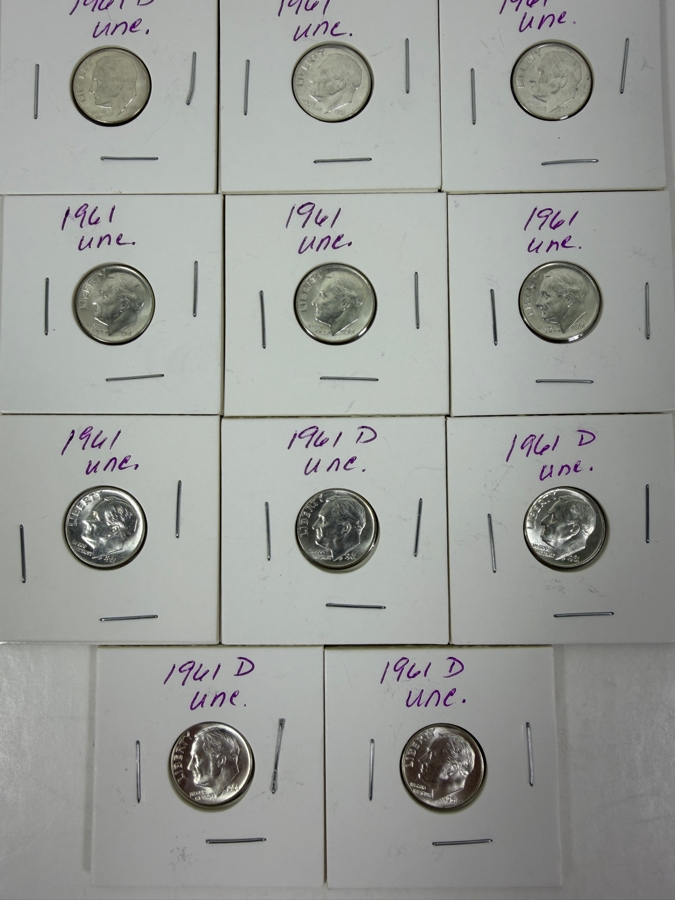 (14) Uncirculated Silver Roosevelt Dimes From 1961 - See Photos For Details [Photo 3]