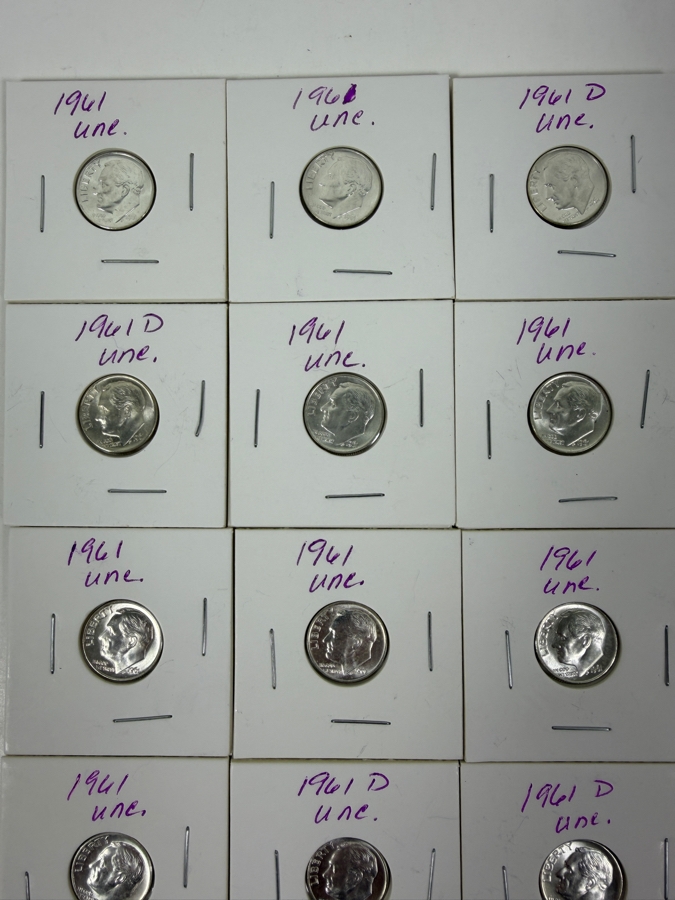 (14) Uncirculated Silver Roosevelt Dimes From 1961 - See Photos For Details [Photo 2]