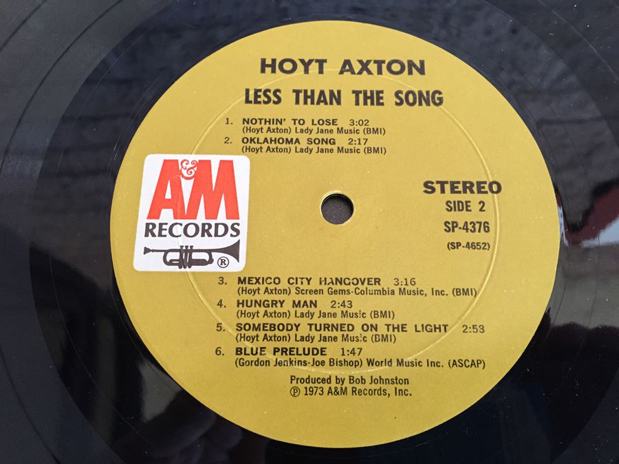 Hoyt Axton ‎- Less Than The Song - A&M Records ‎- SP 4376 [Photo 7]