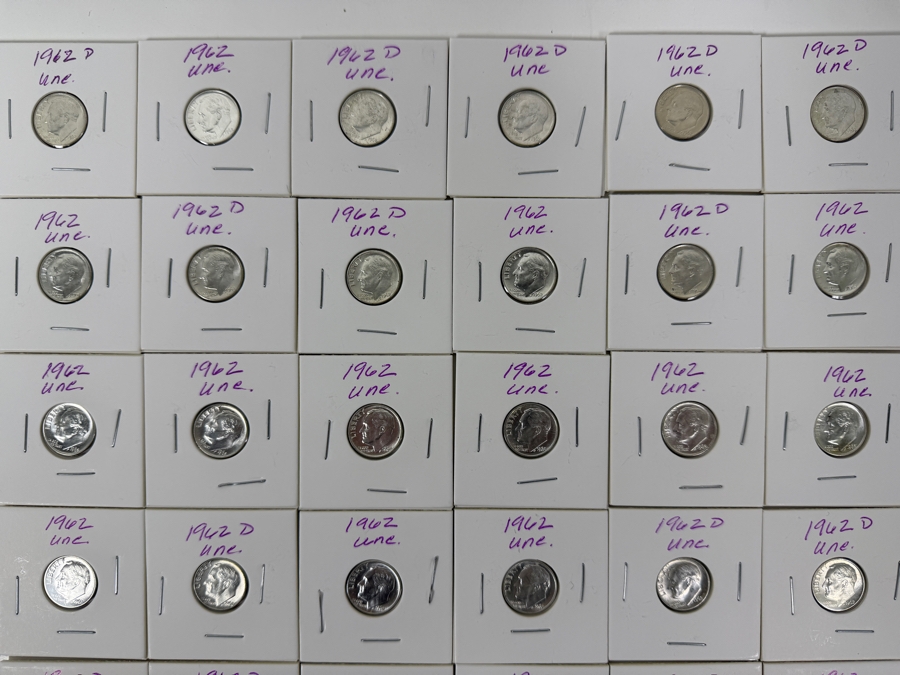 (36) Uncirculated Silver Roosevelt Dimes From 1962 - See Photos For Details [Photo 2]
