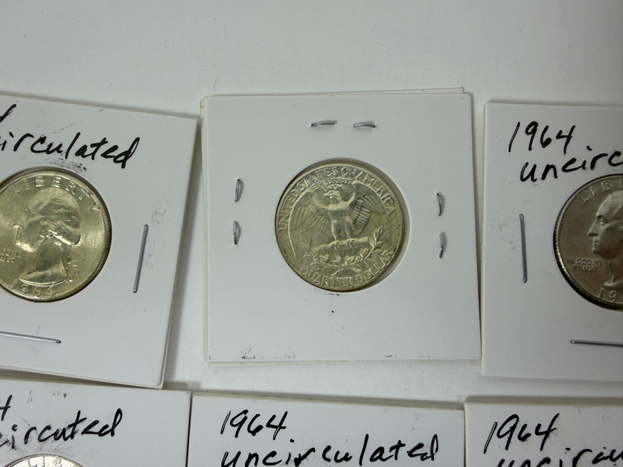 (34) Uncirculated Silver Washington Quarters From 1963-1964 - See Photos For Details [Photo 4]
