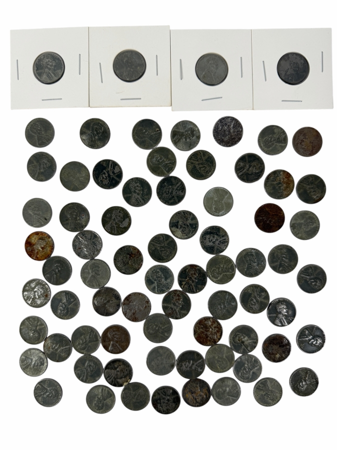Collection Of Wartime Steel Wheat Pennies