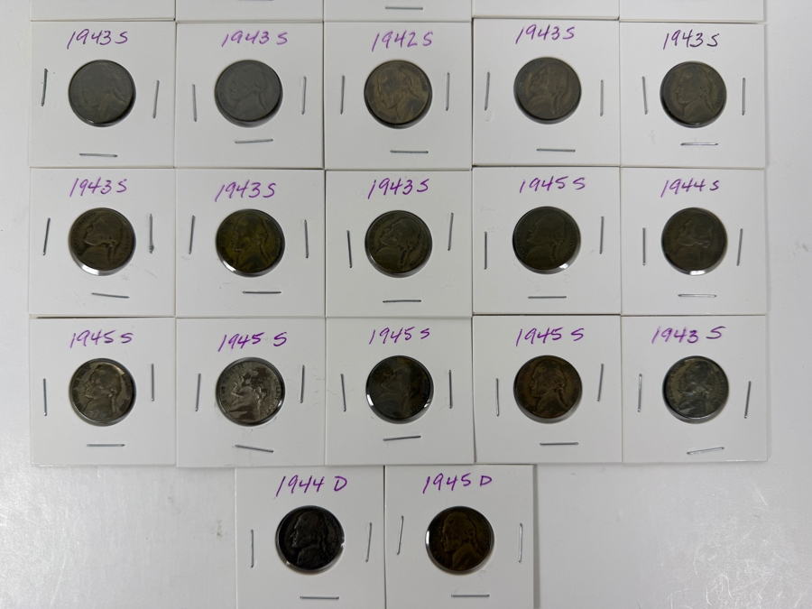 (32) Silver Jefferson Wartime Nickels From 1942 To 1945 - See Photos For Details [Photo 3]