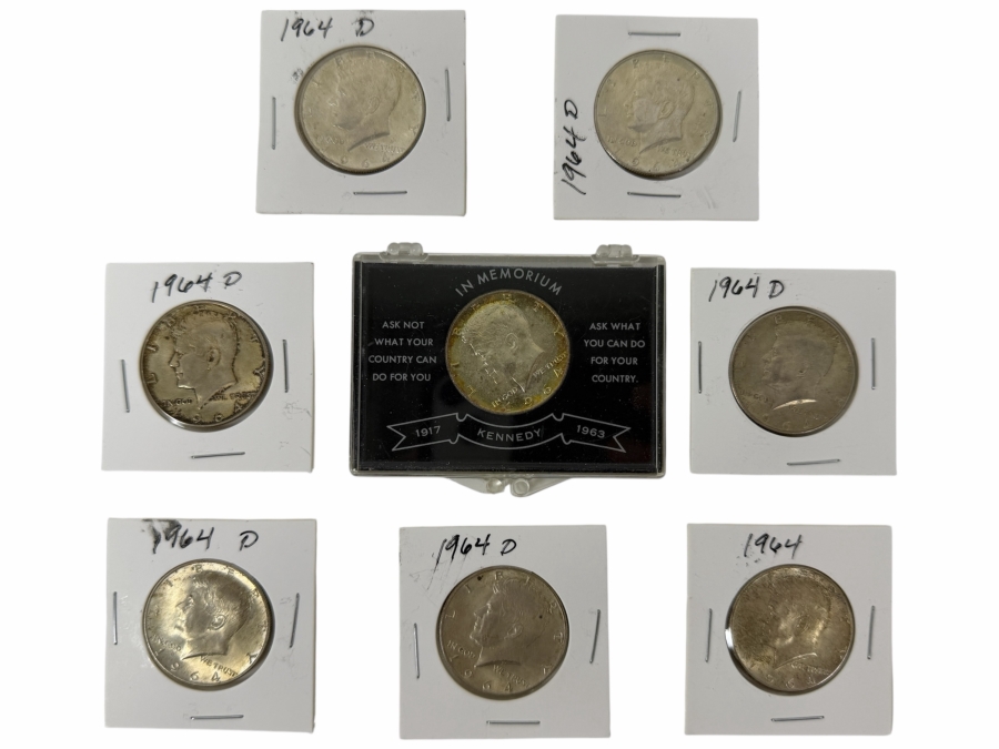 (8) 1964 Silver Kennedy Half Dollars - See Photos For Details 