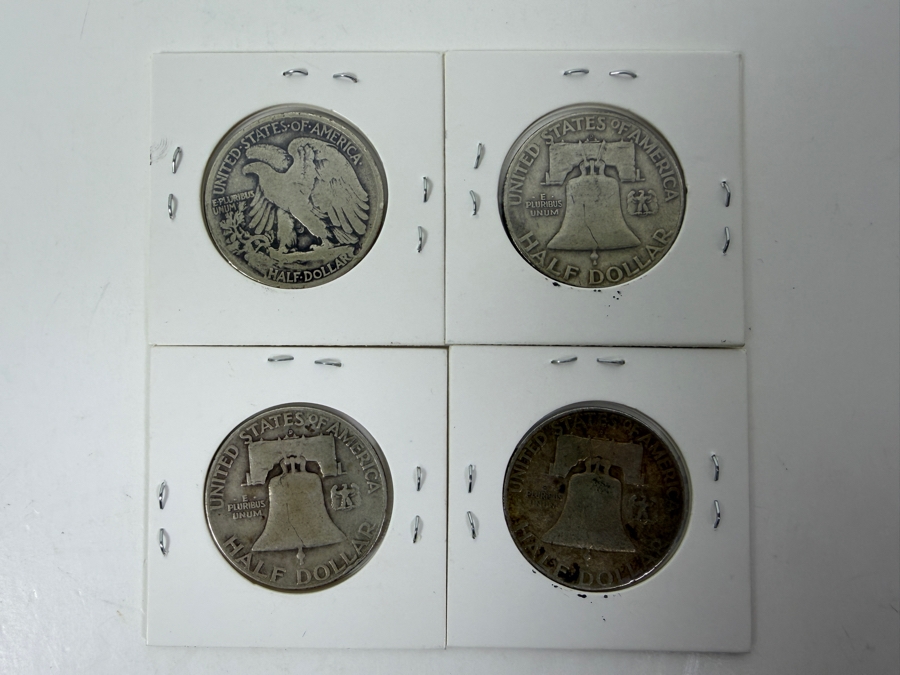 1942 Silver Walking Liberty Half Dollar and 1948 D /1951 D/1952 D Silver Franklin Half Dollars
 [Photo 4]