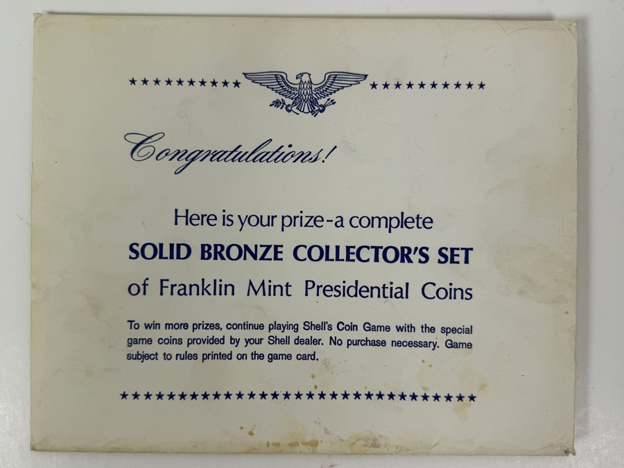 1968 Franklin Mint 'Presidential Hall Of Fame' Collector's Set Featuring 36 Bronze Medals [Photo 3]