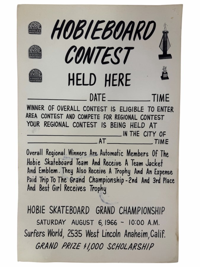 Original 1966 Hobieboard Contest Hobie Skateboard Regional Competition Poster 14 X 22