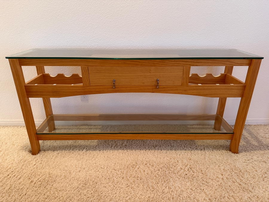 Custom Quartersawn White Ash Wine Table By Richard Reed Purchased From The Wild Horse Gallery Of Steamboat Springs 61'W x 14'D x 29'H [Photo 2]