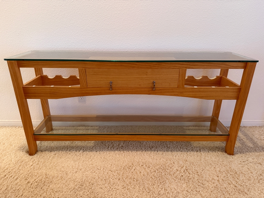 Custom Quartersawn White Ash Wine Table By Richard Reed Purchased From The Wild Horse Gallery Of Steamboat Springs 61'W x 14'D x 29'H [Photo 3]