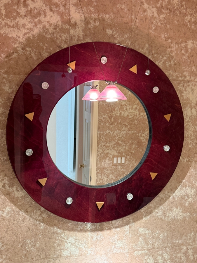 Modern Italian Wall Mirror With Inlaid Accents 36'W [Photo 3]