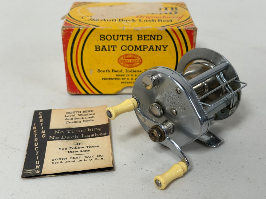 Just Added - New Old Stock South Bend Bait Company No. 350 Anti-Back-Lash Casting Fishing Reel With Original Box And Instructions [Photo 2]
