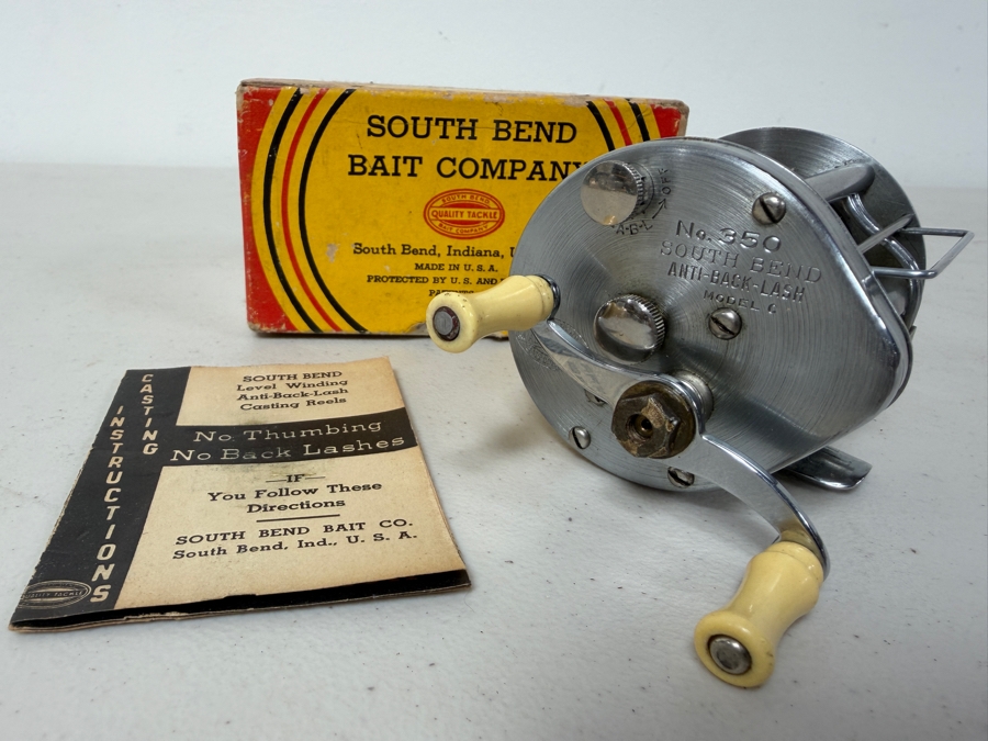 Just Added - New Old Stock South Bend Bait Company No. 350 Anti-Back-Lash Casting Fishing Reel With Original Box And Instructions [Photo 3]