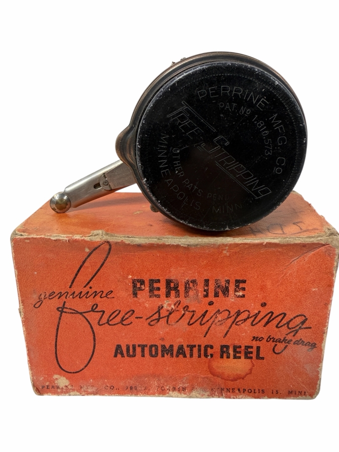 Just Added - Perrine Mfg Co Free Stripping Automatic Fishing Reel With Original Box
