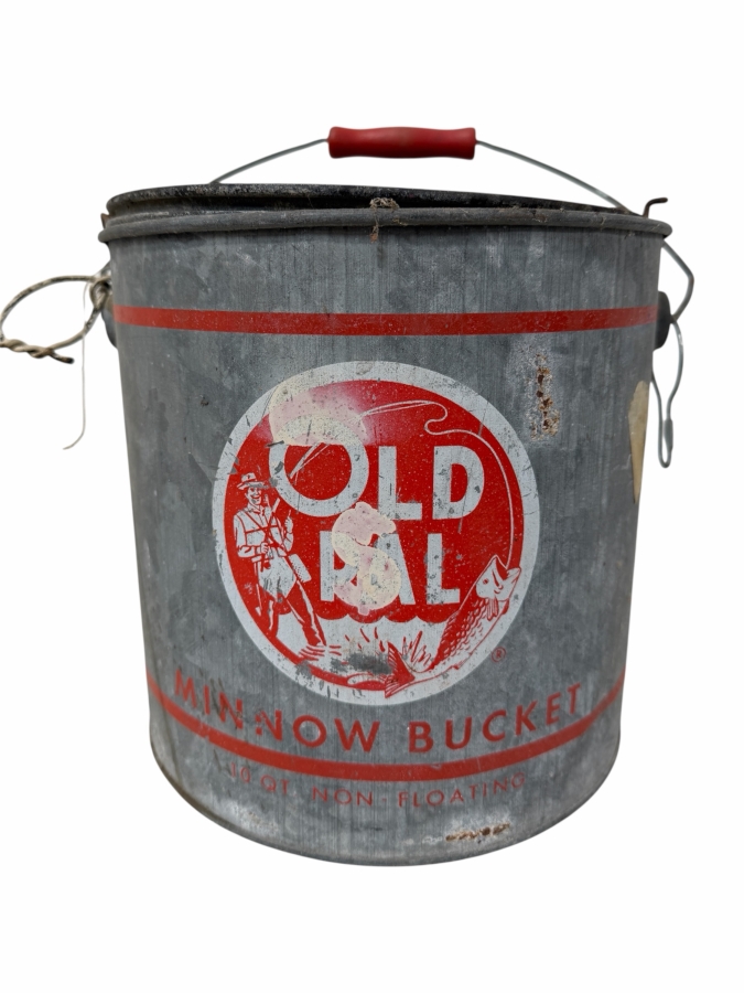 Just Added - Collectible Old Pal Metal Minnow Bucket 9.5W X 9H