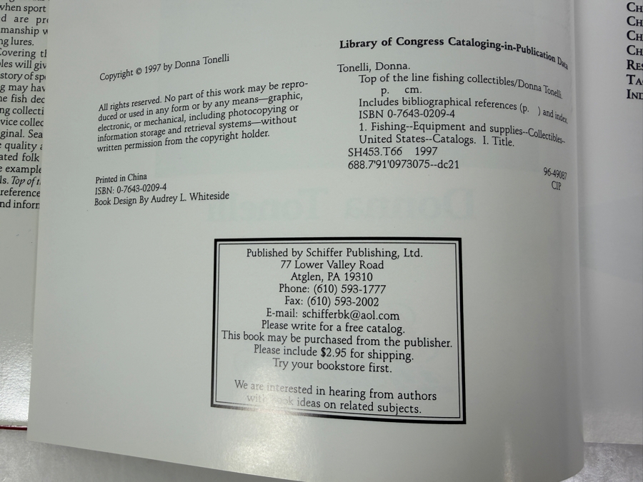Just Added - First Edition Hardcover Book Top Of The Line Fishing Collectibles With Values By Donna Tonelli 1997 [Photo 3]