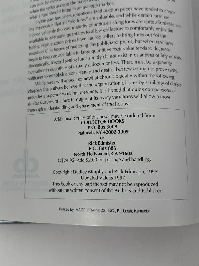 Just Added - Hardcover Book Fishing Lure Collectibles: An Identification And Value Guide To The Most Collectible Antique Fishing Lures 1997 [Photo 3]
